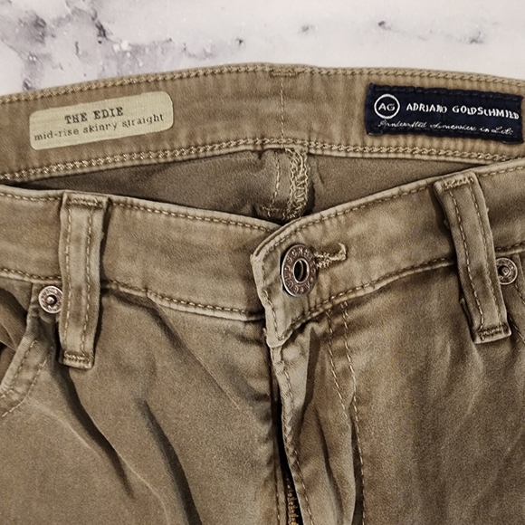 AG 31R x30 The Edie Mid-Rise Skinny Straight Ankle Jeans Pants Pale Olive Green - Picture 7 of 14